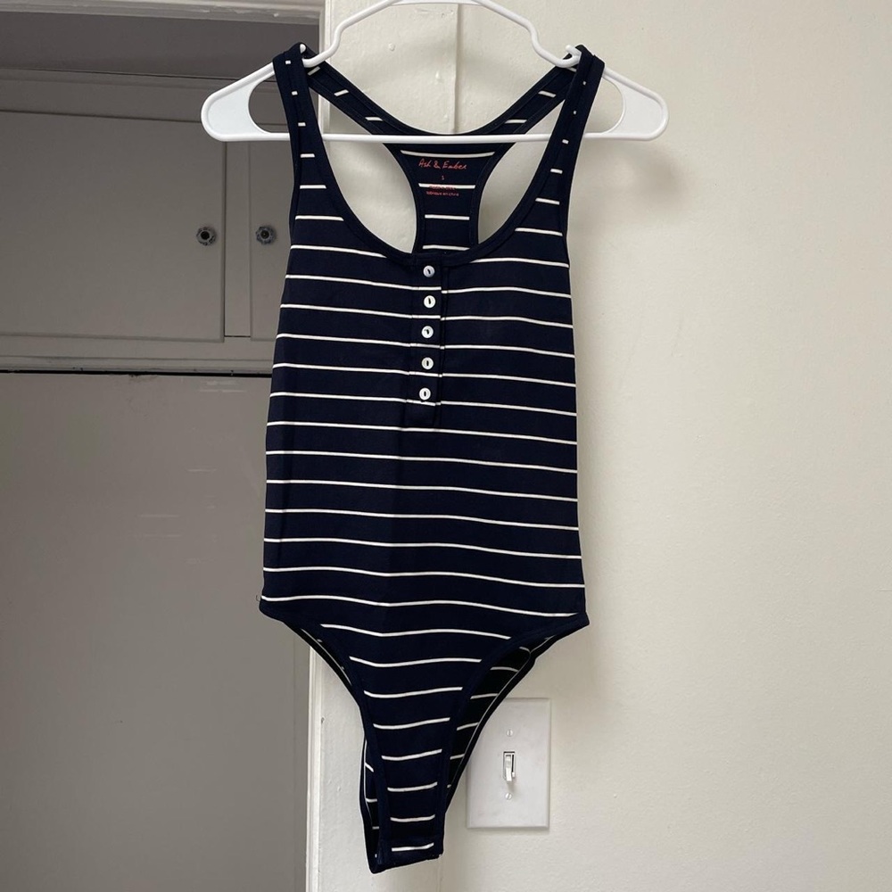 Ash & Ember Body Suit Tank - Navy Stripe